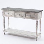 LuxenHome Wood and Metal Farmhouse Distressed Console Table