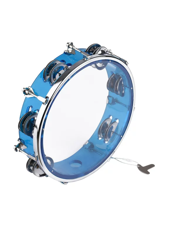 Muslady 8-inch Tambourine Handbell Hand Drum with Double Row Jingles Percussion Instrument