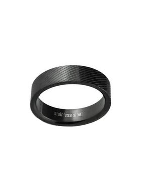 iJewelry2 Diagonal Lines Black-tone Stainless Steel Men Band Ring 6mm