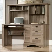 Bowery Hill Home Office Desk with Hutch in Salt Oak