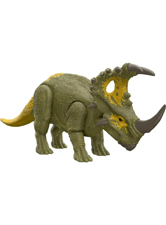 Jurassic World Dominion Roar Strikers Sinoceratops Dinosaur Action Figure Toy, Attack & Sound