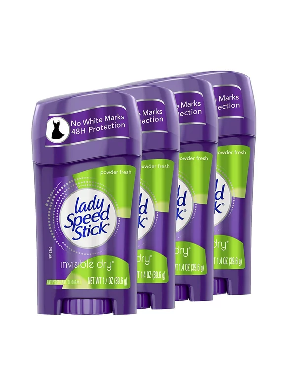 Lady Speed Stick Power Antiperspirant Invisible Dry POWDER FRESH 1.4 Ounce (4 pack)
