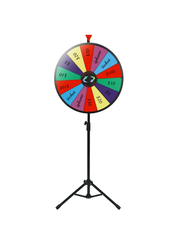 Color Prize 14 Slots Wheel Spinner with Adjustable Stand 24" Spinning Game