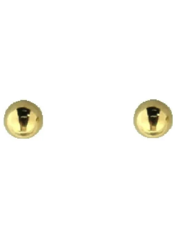 18K Solid Yellow Gold  3 mm Ball Covered Screwback Earrings
