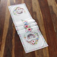 Easter Bunny Wreath Motif Dining Room Tabletop Runner for Holidays