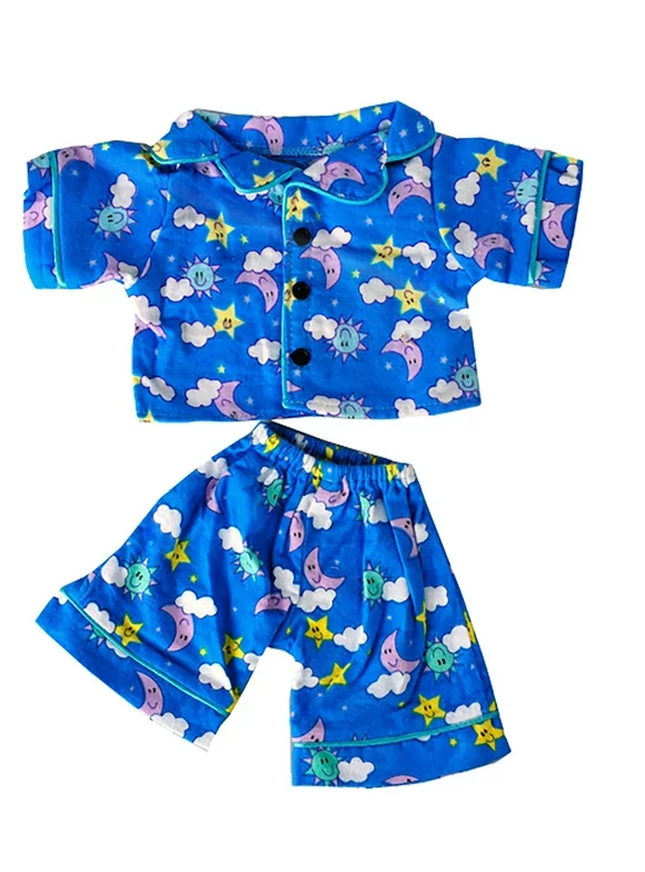 Sunny Days Blue Pj's Teddy Bear Clothes Outfit Fits Most 14" - 18" Build-A-Bear, and Make Your Own Stuffed Animals