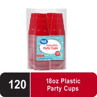 Great Value Plastic Party Cups, 18 oz, 120 Count