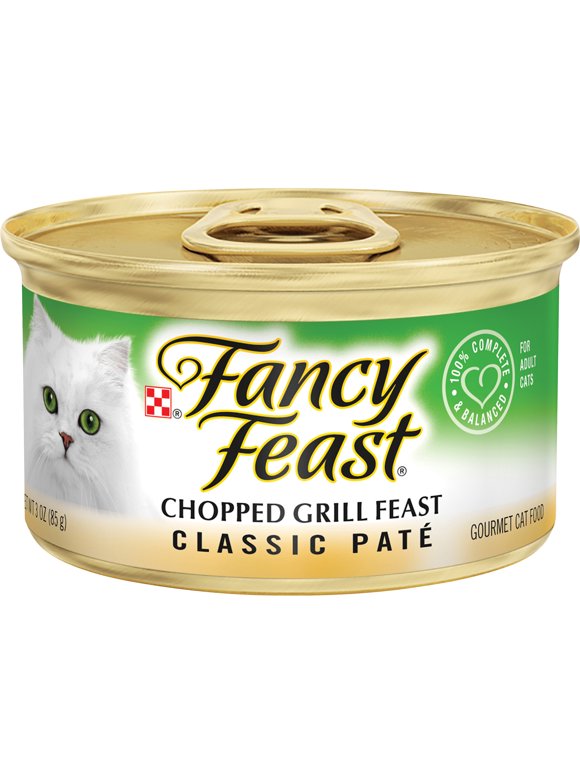 Fancy Feast Grain Free Pate Wet Cat Food, Classic Pate Chopped Grill Feast, 3 oz. Can