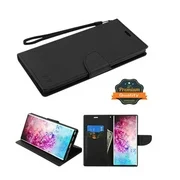 Samsung Galaxy Note 10 Plus (6.8") Wallet Case Phone Cover Book style [Credit Card Slot Holder] Magnetic Closure Leather Flip Wallet Stand Pouch, Hand Strap BLACK Case for Samsung Galaxy Note 10 PLUS