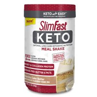 SlimFast Keto Meal Replacement Shake Powder, Vanilla Cake Batter, 12.2 Oz Canister (10 servings)