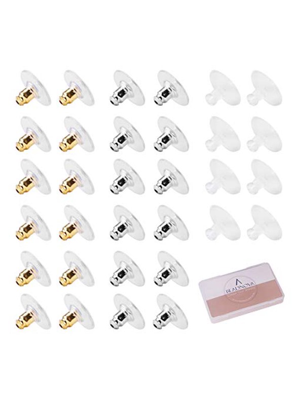 BEADNOVA Earring Backs for Studs Bullet Clutch with Pad Earring Backings Hypoallergenic Earring Stoppers Pierced Safety Backs for Earrings (210 pcs, Mix)