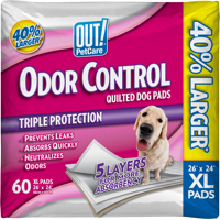 OUT! Odor Control Extra Large Dog Pads | Absorbent Pet Training and Puppy Pads | 60 Pads | 26 x 24 Inches