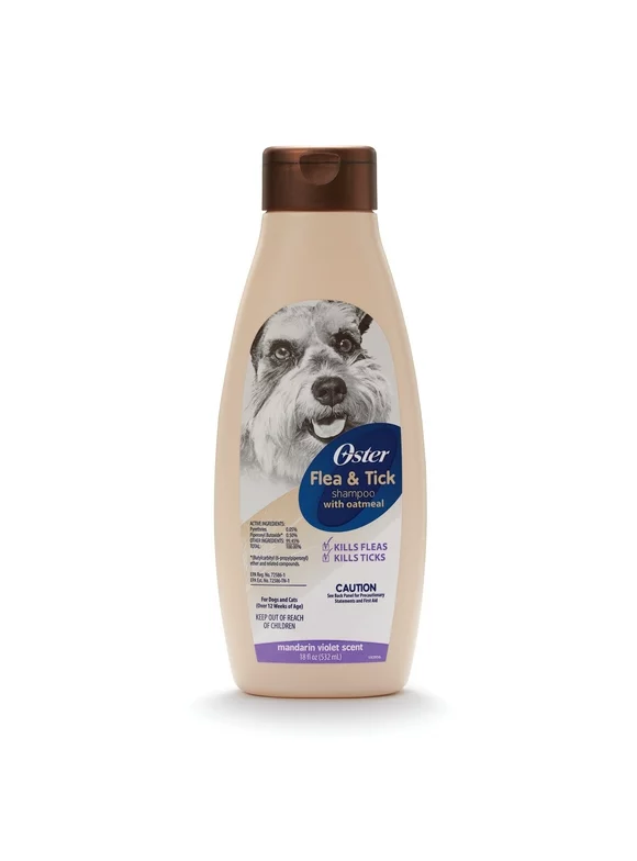 Oster Flea & Tick Oatmeal Dog Shampoo, Mandarin Violet, 18 oz.