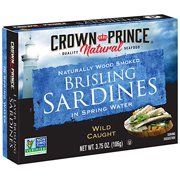 Crown Prince Natural One Layer Brisling Sardines in Spring Water, 3.75-Ounce Cans (Pack of 12) (Packaging May Vary)
