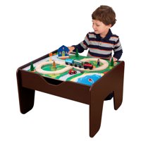 KidKraft Wooden 2-in-1 Activity Table with Board - Espresso with 230 Accessories Included