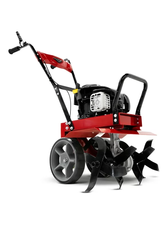 Earthquake Badger Front Tine Tiller, Powerful 140cc 4-Cycle Briggs and Stratton Engine, Two-Position Wheel Assembly, Adjustable Tilling Width, Model: 38040