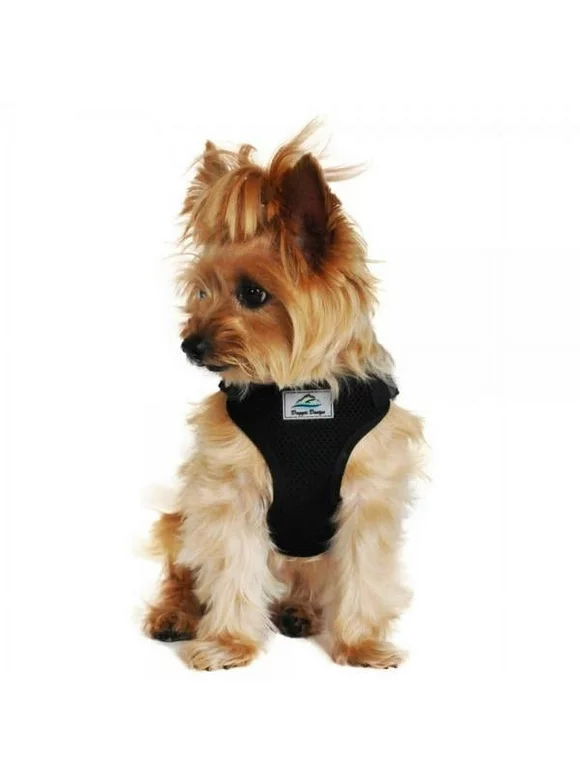 Doggie Design Wrap and Snap Choke Free Dog Harness - Black (XS)