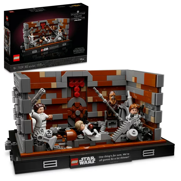 LEGO Star Wars Death Star Trash Compactor Diorama Series 75339 Adult Building Set with 6 Star Wars Figures including Princess Leia, Chewbacca & R2-D2, Gift for Star Wars Fans
