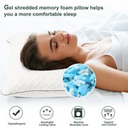 Gel Shredded Memory Foam Adjustable Pillow, Hypoallergenic Removable Rayon Pillow Cover, 1 Pack Standard