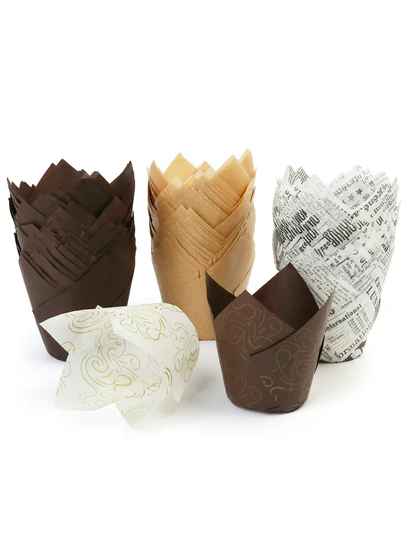 LotFancy 200 Tulip Cupcake Liners, Muffin Cupcake Paper Wrappers, Multicolor
