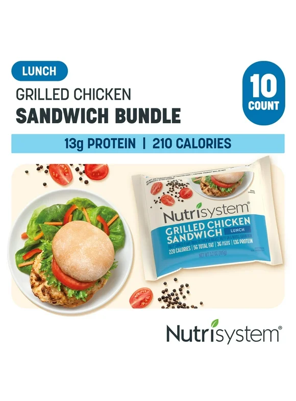 Nutrisystem Grilled Chicken Sandwich Bundle, 13g Protein, Frozen, 10 Count