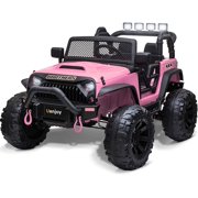 Uenjoy 12V Kids Ride on Toys Electric Battry-Powered Ride-On Truck Car RC Toy w/ Remote Control 2 Speed Pink