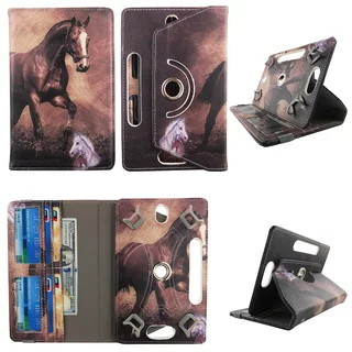 Brown Horse tablet case 8 inch  for Polaroid  8" 8inch android tablet cases 360 rotating slim folio stand protector pu leather cover travel e-reader cash slots