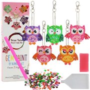 Gem Painting Kit- Make Your Own Keychains- Diamond Art Painting by Numbers for Girls, Boys, Kids (Owl)