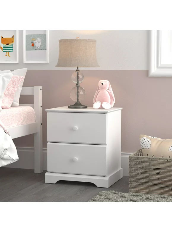 Campbell Wood 2-Drawer Kids Nightstand, White