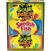SOUR PATCH KIDS & SWEDISH FISH Soft & Chewy Candy Variety Pack, 18 Individual Snack Packs