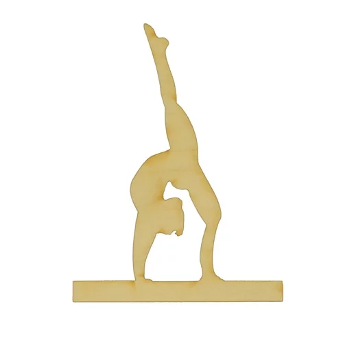 Package of 1, Medium 6" X 8" 1/8" Baltic Birch Plywood Gymnast Wood Cutout For Art & Craft Project, Made in USA