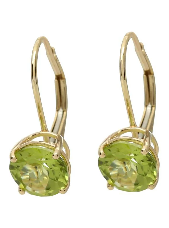 Pinctore 10k Yellow Gold Peridot Round Lever Dangle Earrings
