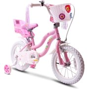 Coewske Princess Kids Bike 14 Inch Girls Bicycle with Training Wheels,Pink