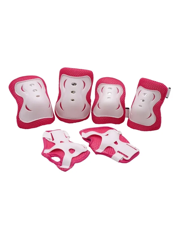 Scale Sports Kids Protective Gear Set Pink Knee Pads Elbow Pads Wrist Guards For Skateboarding Roller Skates Cycling Rollerblade BMX Bike