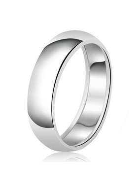8mm Classic Sterling Silver Plain Wedding Band Ring