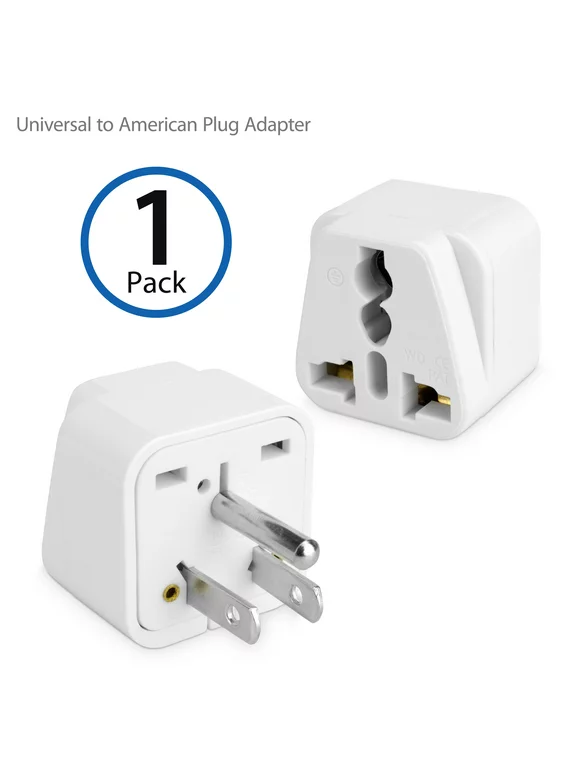 Plug Adapter, BoxWave [Universal to American Outlet Plug Adapter - With Ground Pin] Grounded Universal to Type A Socket Converter for Smartphones and Tablets - White