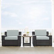 Beaufort 3-Piece Outdoor Wicker Seating Set with Mist Cushion, 2 Chairs and Side Table