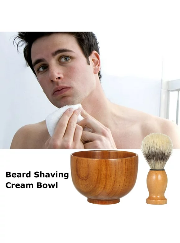 Lixada Beard Shaving Cream Bowl Shaving Soap Mug for Men with Shave Lather Brush Wooden Shaving Bowl