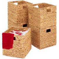 Best Choice Products Set of 5 Multipurpose Collapsible Baskets, Hyacinth Storage Organizer w/ Insert Handles - Natural