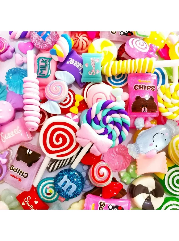 Amerteer 60 Pieces Slime Charms Set Candy Sweets Charms Mixed Flatback Resin Charms for Slime DIY Crafts Accessories Scrapbooking Slime Charms Mixed Resin Flatback Slime Beads Making Supplies