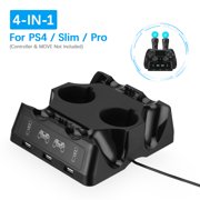4 in 1 Controller Charging Dock Station Stand for Playstation PS4 / MOVE / PS4 VR Move, Quad Charger for Ps4 Move Controller and Vr