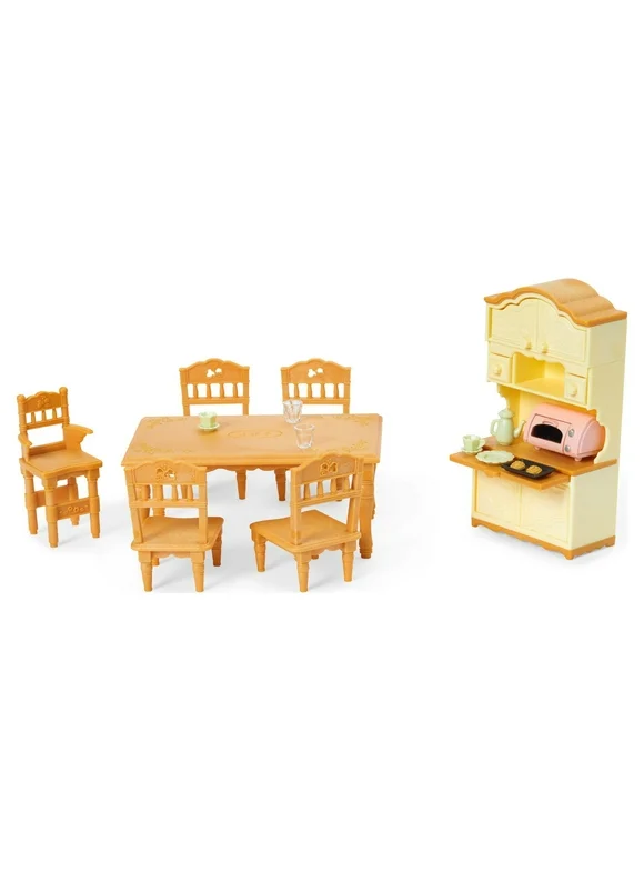 Calico Critters Dining Room Set, Dollhouse Furniture and Accessories