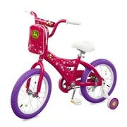John Deere 16" Girls Bike Kids Bike with Training Wheels Dark Pink
