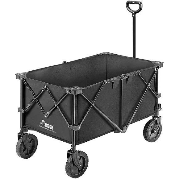 VIVOHOME Collapsible Folding Wagon Cart with 2 Drink Holders for Camping and Picnic, 176lbs
