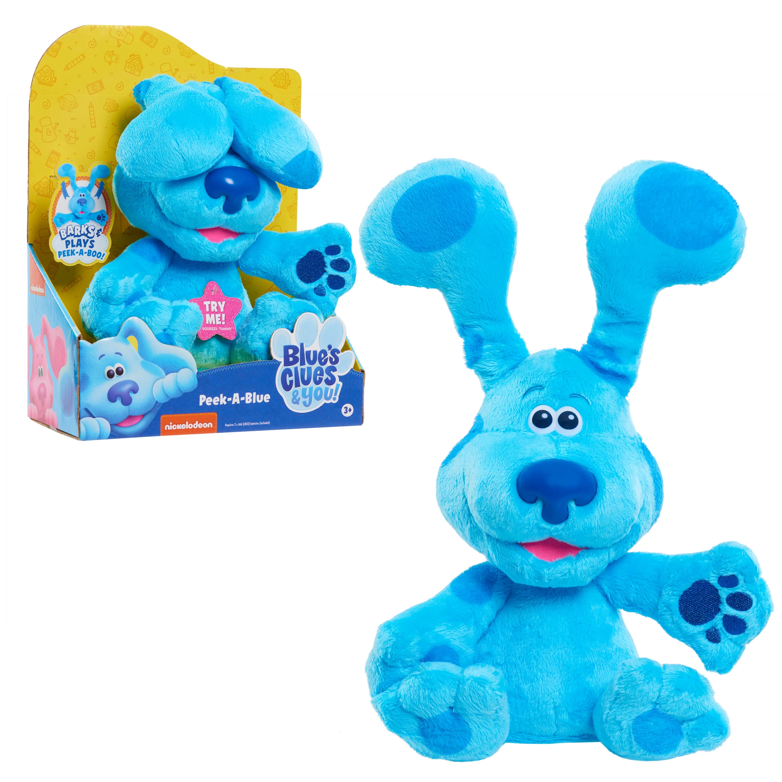 Blue’s Clues & You! Peek-A-Blue, Interactive Barking Peek-A-Boo Stuffed Animal, Dog, Kids Toys for Ages 3 up