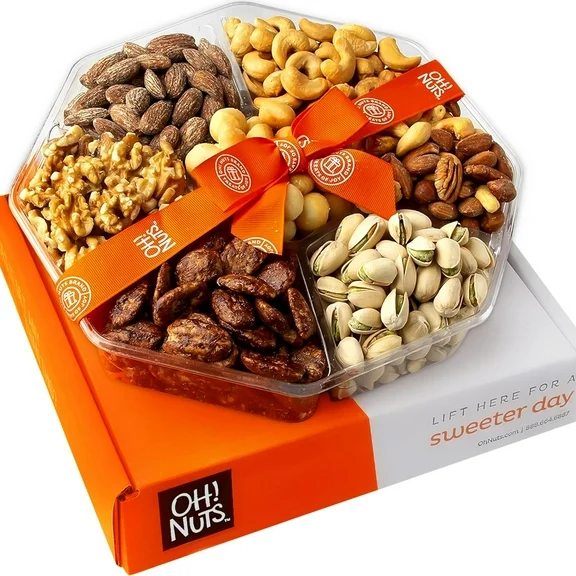 Gourmet Nut Gift Box - 2.2 LB | Large 7 Variety Holiday Freshly Roasted Party Tray | Birthday, Anniversary, Corporate Tray | Premium Gift Basket Idea for Men & Women