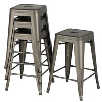 SmileMart Metal 24" Counter Height Stackable Backless Kitchen Bar Stools, Set of 4, Multiple Colors