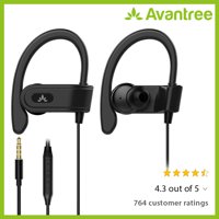 Avantree E171 Sports Earphones with Microphone, Wired Earbuds with Over Ear Hook, in Ear Running Headphones for Workout Gym Compatible with iPhone