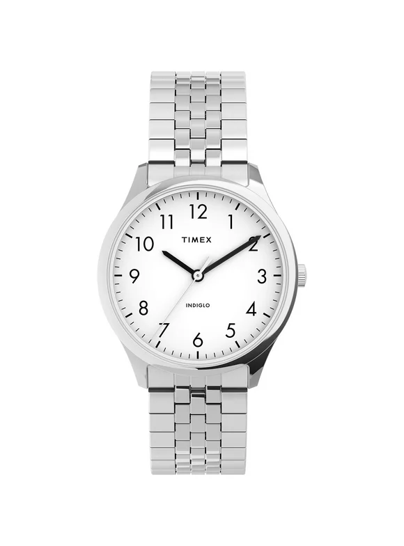 Timex Women's Modern Easy Reader 32mm Watch  Silver-Tone Case White Dial with Expansion Band