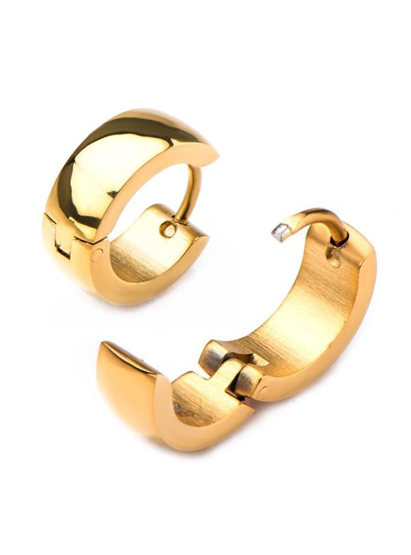 Inox SSE11618GP 9 & 5 mm Jewelry Gold IP Huggies Earrings